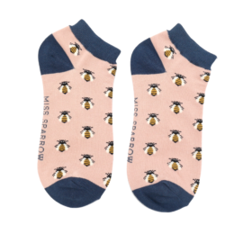 Honey Bees Trainer Socks Dusky Pink-0