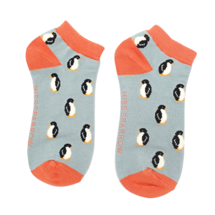 Little Penguins Trainer Socks Duck Egg-0