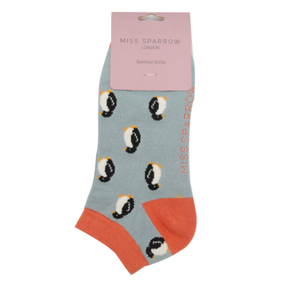 Little Penguins Trainer Socks Duck Egg-5979