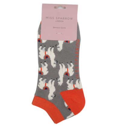 Llamas Trainer Socks Grey-5981
