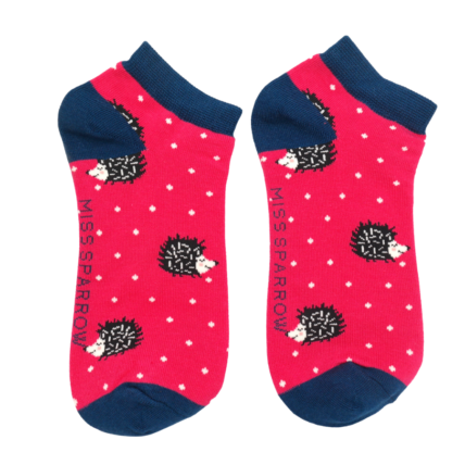 Sleepy Hedgehogs Trainer Socks Hot Pink-0