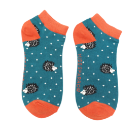Sleepy Hedgehogs Trainer Socks Teal-0