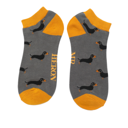 Men's Little Sausage Dogs Trainer Socks Grey-0