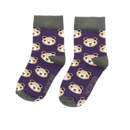 Boys Bear Socks Purple-6148