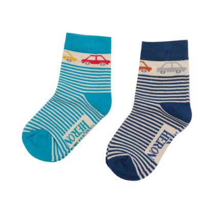 Boys Cars & Stripes Socks Teal-6286