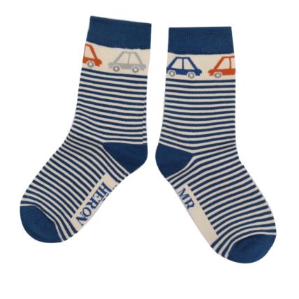 Boys Cars & Stripes Socks Navy-6281