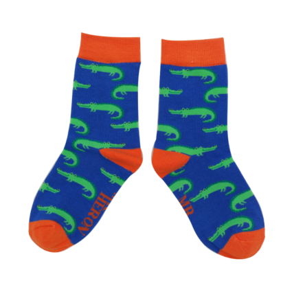 Boys Crocodiles Socks Blue-0