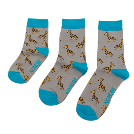 Boys Giraffes Socks Grey-6306