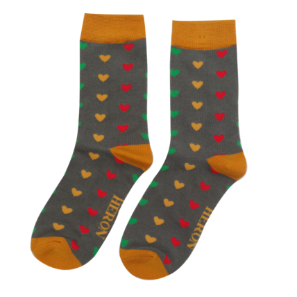 Boys Little Hearts Socks Charcoal-6322
