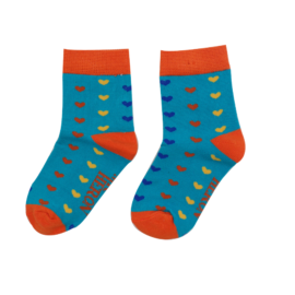 Boys Little Hearts Socks Teal-0
