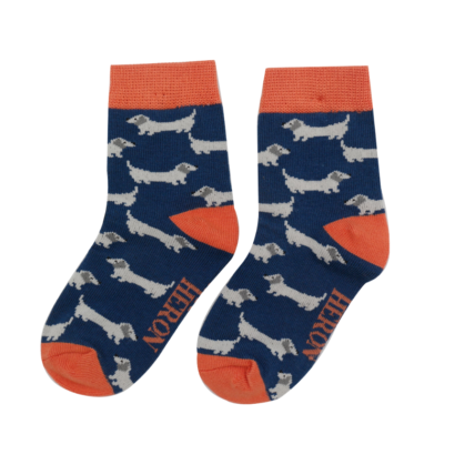 Boys Sausage Dogs Socks Navy-6333