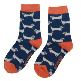 Boys Sausage Dogs Socks Navy-0