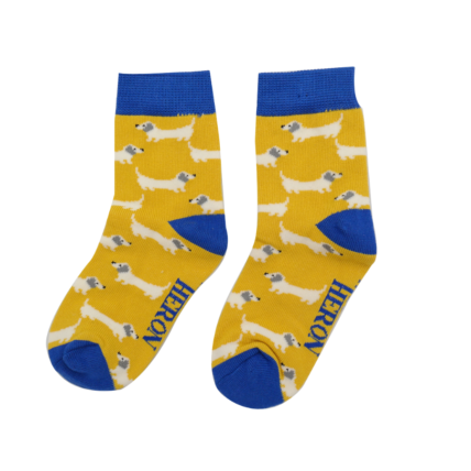 Boys Sausage Dogs Socks Yellow-6337