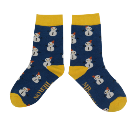 Boys Snowmen Socks Navy-6350