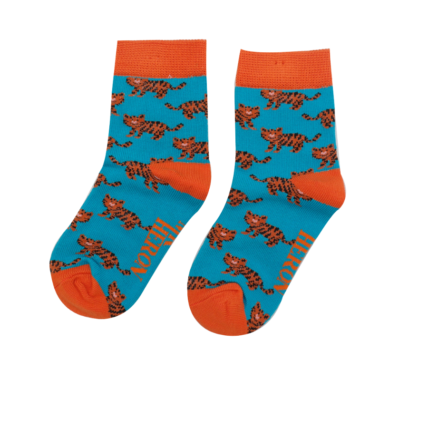 Boys Tiger Socks Turquoise-6371