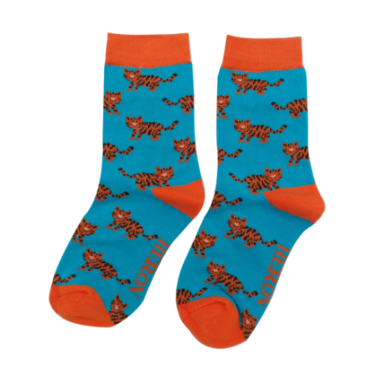 Boys Tiger Socks Turquoise-6372