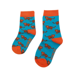 Boys Tiger Socks Turquoise-0