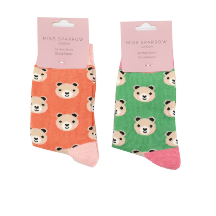 Girls Bears Socks Orange-6139