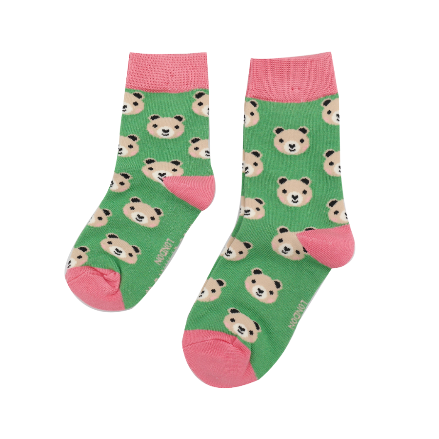 Girls Bears Socks Green