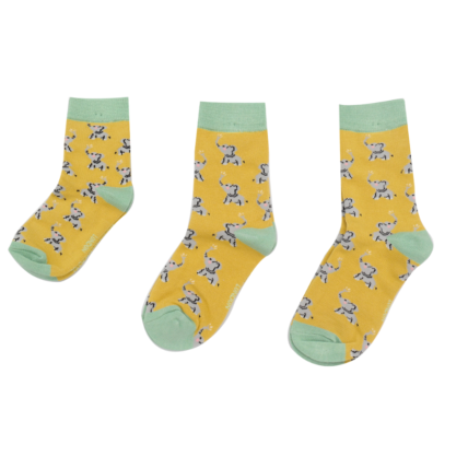 Girls Elephants Socks Yellow-6156