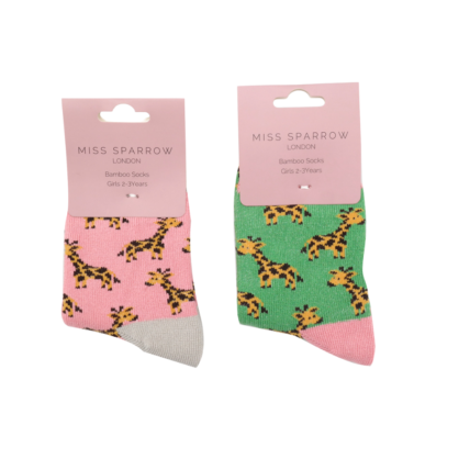 Girls Giraffes Socks Green-6168