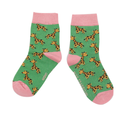 Girls Giraffes Socks Green-0