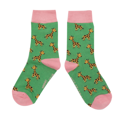 Girls Giraffes Socks Green-6165