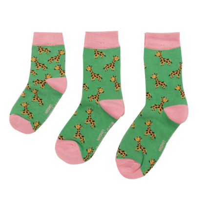Girls Giraffes Socks Green-6167