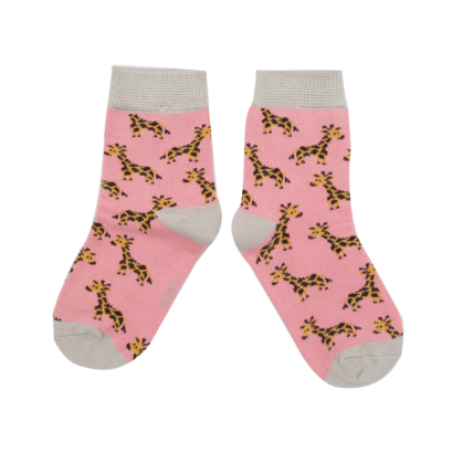 Girls Giraffes Socks Light Pink-0