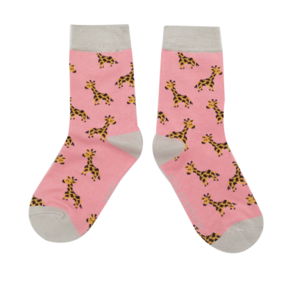 Girls Giraffes Socks Light Pink-6170