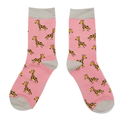 Girls Giraffes Socks Light Pink-6171
