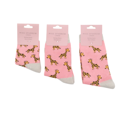 Girls Giraffes Socks Light Pink-6172