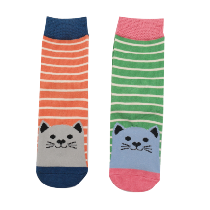Girls Kitty Cats Socks Green-6187