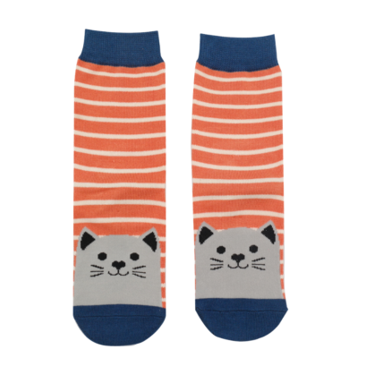 Girls Kitty Cats Socks Orange-0