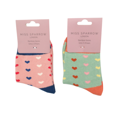 Girls Little Hearts Socks Mint-6197