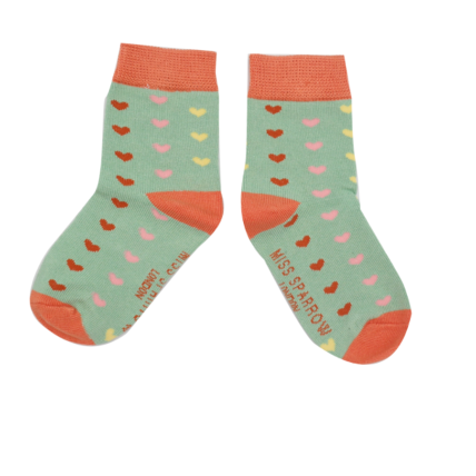 Girls Little Hearts Socks Mint-0