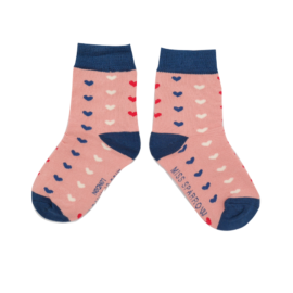 Girls Little Hearts Socks Dusky Pink-0