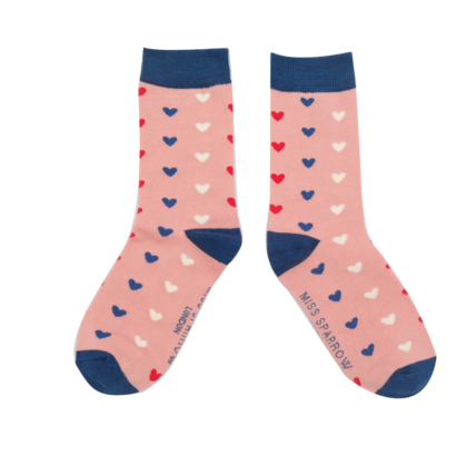 Girls Little Hearts Socks Dusky Pink-6200