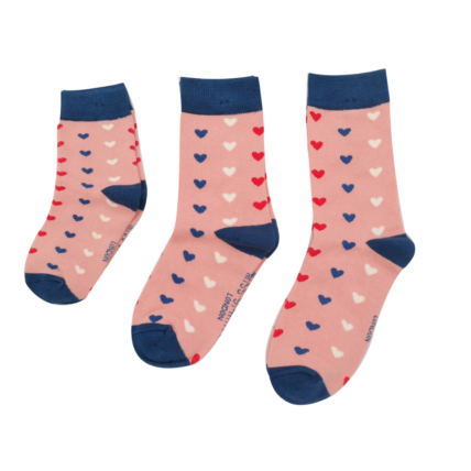 Girls Little Hearts Socks Dusky Pink-6202