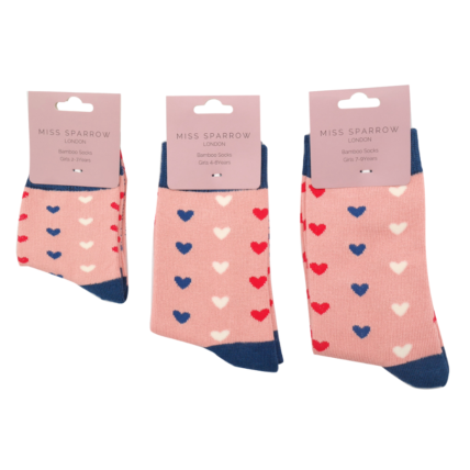 Girls Little Hearts Socks Dusky Pink-6201