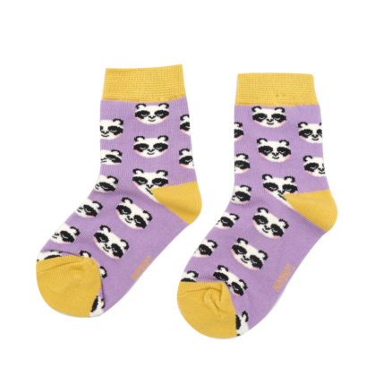 Girls Pandas Socks Lilac-6204