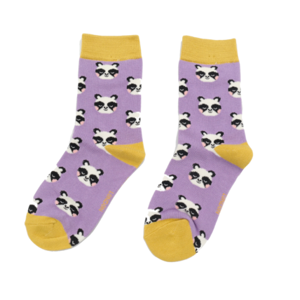 Girls Pandas Socks Lilac-6205