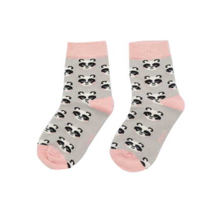Girls Pandas Socks Silver-0