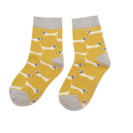 Girls Sausage Dogs Socks Yellow-0