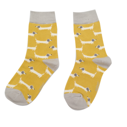 Girls Sausage Dogs Socks Yellow-6230