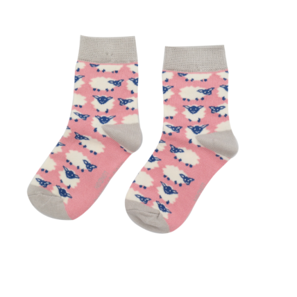 Girls Sheep Socks Dusky Pink-0