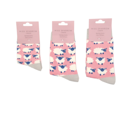 Girls Sheep Socks Dusky Pink-6236