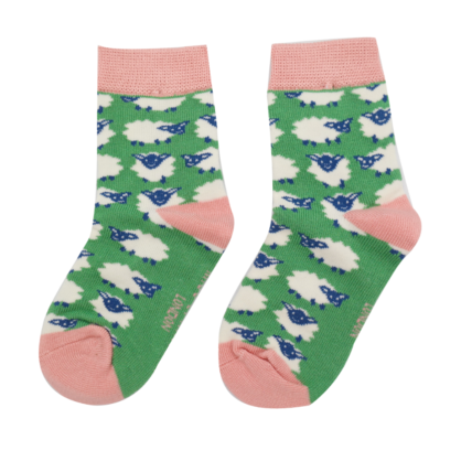 Girls Sheep Socks Green-0