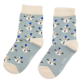 Girls Snowmen Socks Duck Egg-0