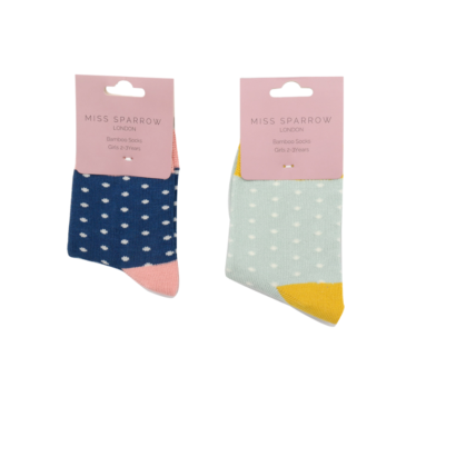Girls Spotty Socks Navy-6261